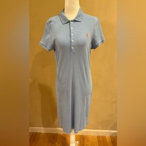 Ralph Lauren light blue cotton polo preppy dress with orange pony size medium